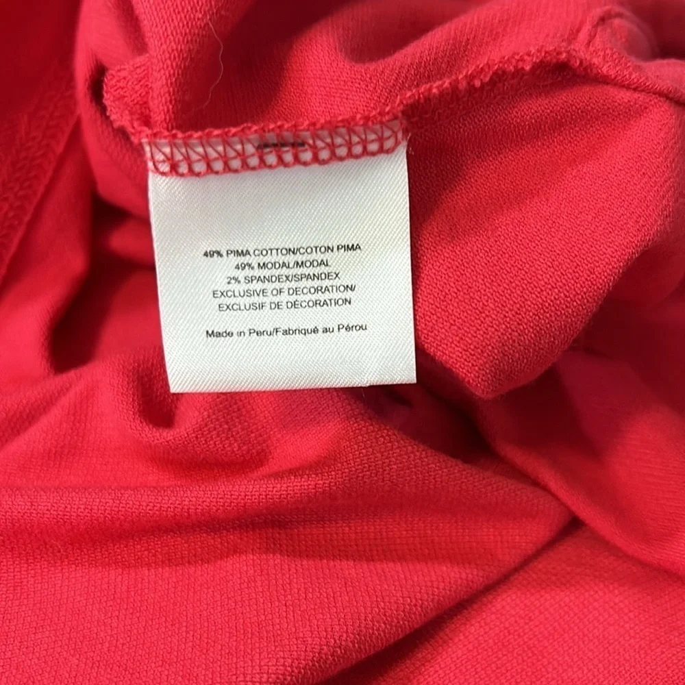 Tory Burch Lidia Ruffled Polo Shirt Red With Gold Logo Buttons Top Sz M